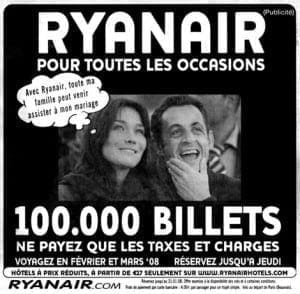 Sarkozy, pub de Rynair